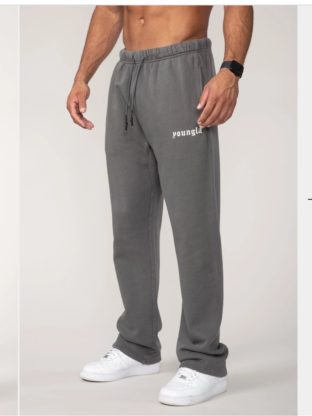YoungLA Men’s 216 Eternal No Cuff Sweatpants — Dark Gray